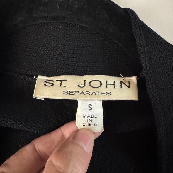 ST. JOHN SEPARATES Cardigan Small Santana Knit Open Front Epaulettes Pockets - Picture 9 of 11